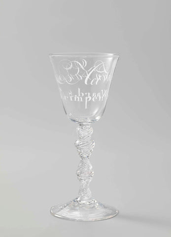 Chalice glass with the inscription: Het welvaren van de Krimpenre-waard, anonymous, c. 1755 Canvas Print