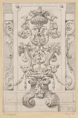 Wall ornament with consoles and horns of plenty, Agostino Mitelli, 1636 Canvas Print