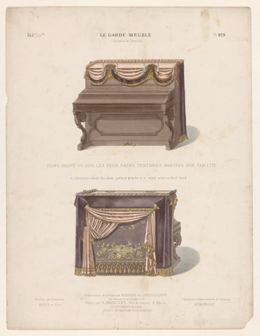 Piano met draperieën, Quéton (possibly), c. 1885 - c. 1895 Canvas Print