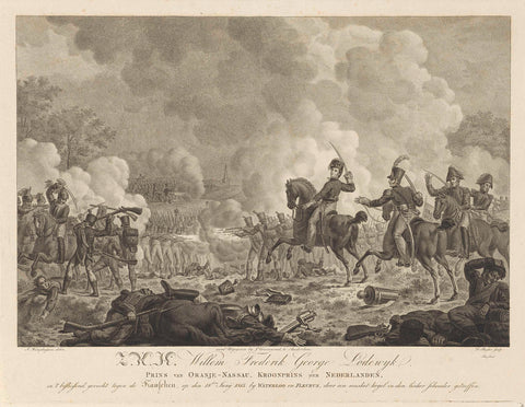 Crown Prince Willem Frederik George Lodewijk at the Battle of Waterloo and Fleurus, Dirk Sluyter, in or after 1815 Canvas Print