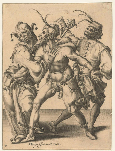 Three dancing men, Jacob de Gheyn (II) (workshop of), 1595 - 1596 Canvas Print