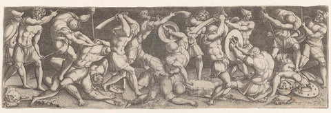 Battle between Roman soldiers, Monogrammist AC (16th century), 1520 - 1562 Canvas Print