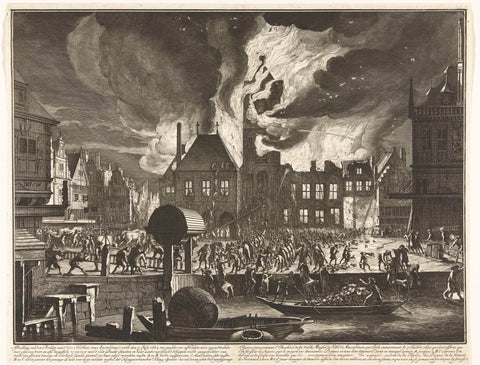 The Fire in the Old Town Hall of Amsterdam, 1652, Jan van der Heyden (attributed to), 1690 Canvas Print