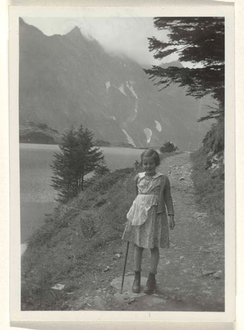 Isabel Wachenheimer with apron and dress on a mountain road near Lake Trübsee, in August 1935, anonymous, 1935 Canvas Print