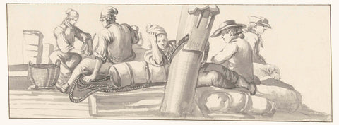 Crew and Travelers on the Boat, Louis Ducros, 1778 Canvas Print