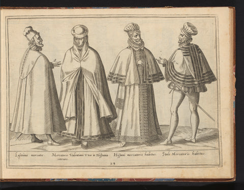 Three men and a woman, dressed according to Spanish and Italian fashion of c. 1580, Abraham de Bruyn, in or before 1581 Canvas Print