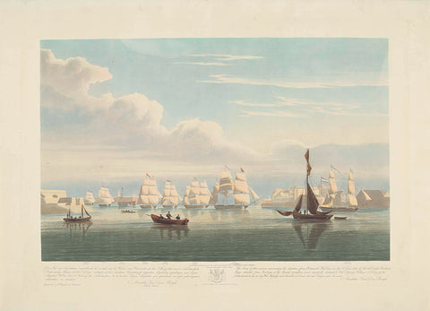 Departure of twelve Dutch merchant ships from portsmouth port, 1833 (plate 1), Robert Havell (II), 1835 Canvas Print