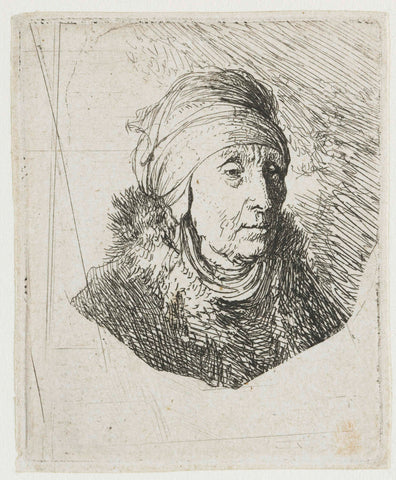 Woman with a High Headdress, Rembrandt van Rijn, c. 1630 Canvas Print