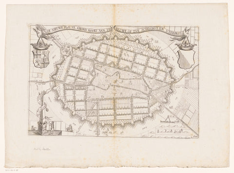 Map of the city of Utrecht, anno 1670, Anthonie de Winter, 1840 Canvas Print