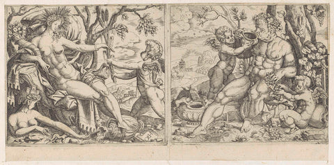 Ceres and a putto and Bacchus and two putti, anonymous, 1501 - 1580 Canvas Print