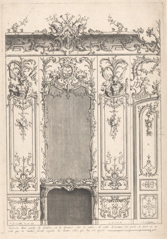 Fireplace and panels, Carl Albert von Lespilliez, 1738 Canvas Print