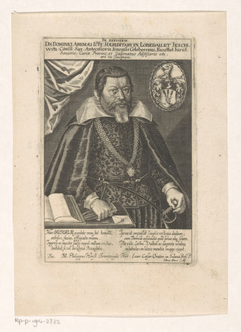 Portrait of Dominicus Arumäus, Johann Dürr, 1610 - 1663 Canvas Print