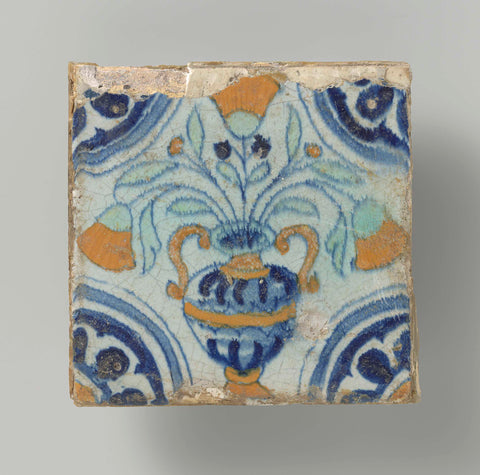 Tile with flowerpot, anonymous, c. 1610 - c. 1625 Canvas Print