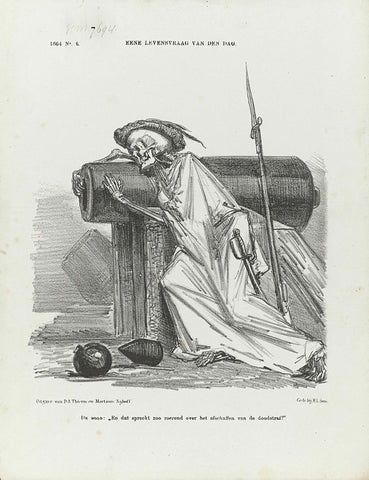 Cartoon on the abolition of the death penalty, 1864, Johan Michaël Schmidt Crans, 1864 Canvas Print