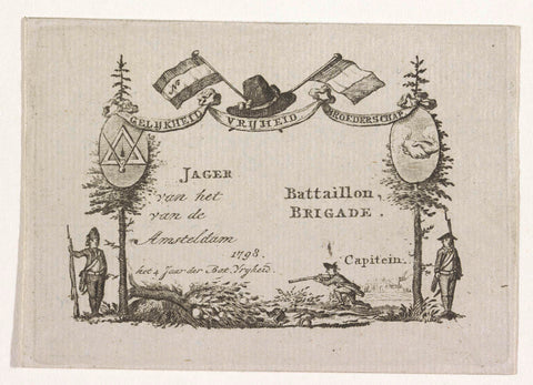 Membership certificate for the battalion hunters of Amsterdam, 1798, anonymous, 1798 Canvas Print