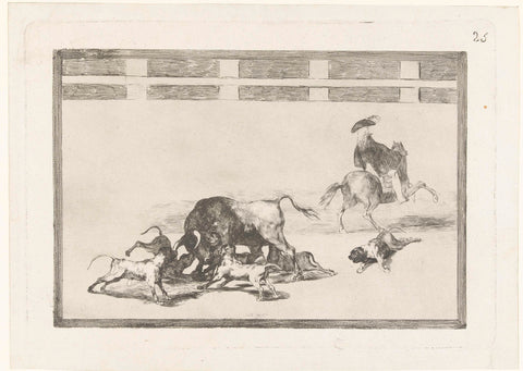 Taurus attacked by dogs, Francisco de Goya, 1811 - 1816 Canvas Print