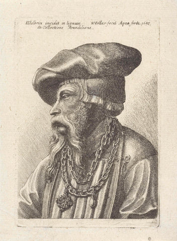 Portrait of a man with beard, beret and necklace, Wenceslaus Hollar, 1647 Canvas Print