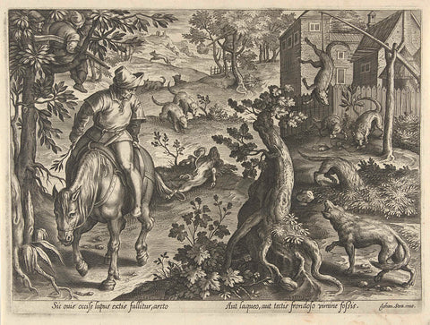 Wolf hunt with traps, Philips Galle, 1578 Canvas Print