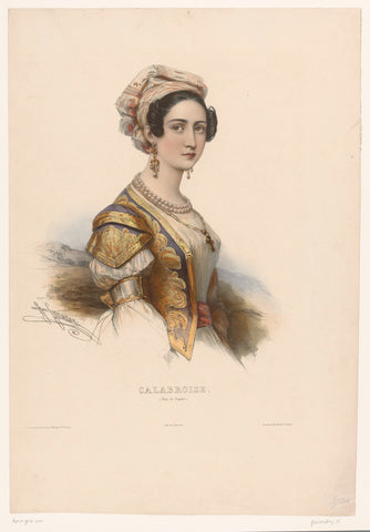 Vrouw in Calabrische dracht, Henri Grévedon, in or after 1839 Canvas Print