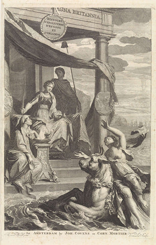 Kidnapping of Europe watched by Britannia, Cornelis Martinus Vermeulen, 1728 Canvas Print