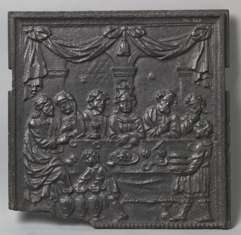 Stove plate with a presentation of the wedding in Kana, anonymous, c. 1550 - c. 1650 Canvas Print