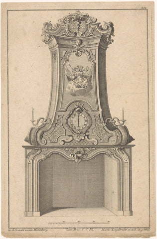 Design for a chimney with Minerva, anonymous, 1708 - 1756 Canvas Print