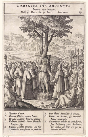 Preaching of John the Baptist, Hieronymus Wierix, 1593 Canvas Print