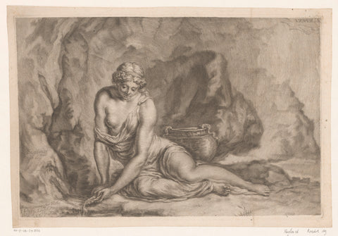 Venus scooping water with a shell, Johann Jakob Thurneysen (I), 1678 Canvas Print