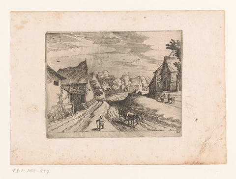 Dorpsstraat met paard en wagen, Matthäus Merian (I), 1620 Canvas Print