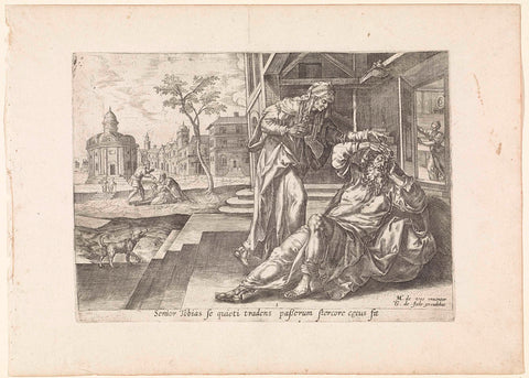 Tobit's blindness, Maerten de Vos, 1585 Canvas Print