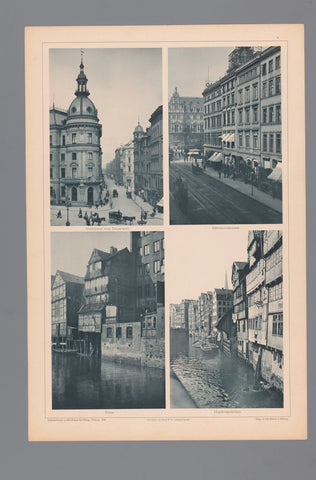 Four Views of Hamburg, Depicting the Town Hall and the Neuerwall, Hermannstrasse, Sülze and Hopfensackfleth, Wilhelm Dreesen, 1894 Canvas Print