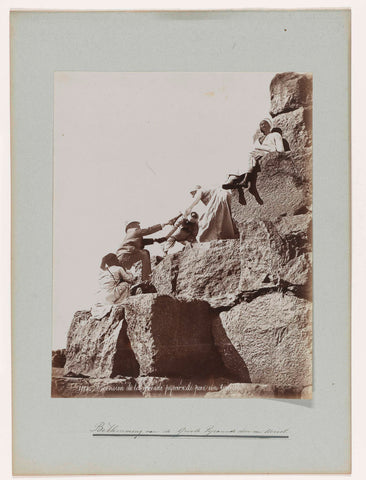 Ascension of the Great Pyramid by a Tourist, Félix Bonfils, 1896 Canvas Print