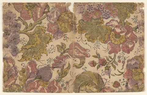 Leaf with pattern of flowers, anonymous, c. 1700 - c. 1740 Canvas Print