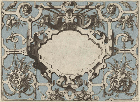 Gesilhouetteerde ornamentprent, Johannes of Lucas van Doetechum, 1555 - 1560 Canvas Print