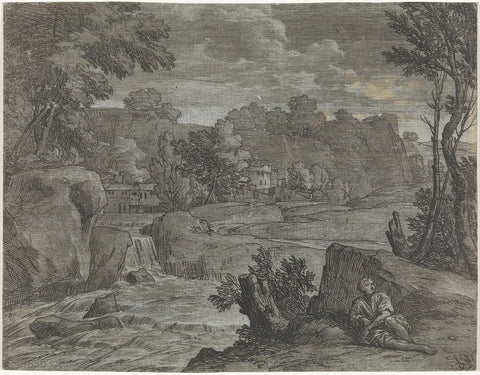 Landscape with River, Abraham Genoels, 1650 - 1723 Canvas Print