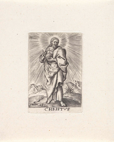 Zegenende Christus, Johannes Wierix, 1579 - 1629 Canvas Print