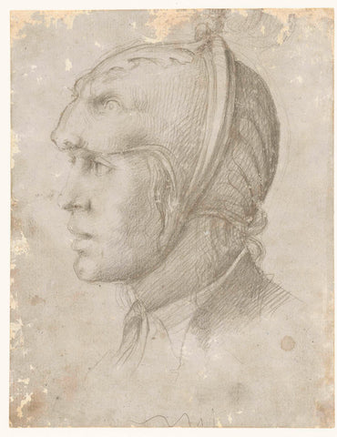 Head of a man with helmet, anonymous, 1530 - 1540 Canvas Print