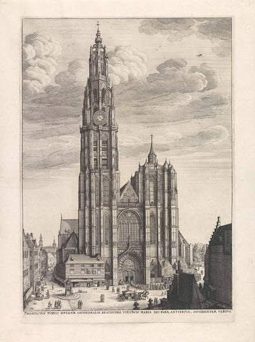 West façade of the Cathedral of Our Lady in Antwerp, Wenceslaus Hollar, 1649 Canvas Print