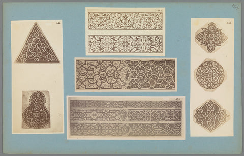 Five photo reproductions of ornament prints, anonymous, c. 1875 - c. 1900 Canvas Print