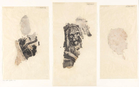 Fragments of a print of a lion, Jacob de Gheyn (II), 1580 - c. 1596 Canvas Print