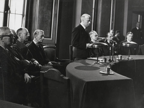 Prime Minister Beel opens the Round Table Conference between the Netherlands and the West, Particam, 1948 Canvas Print