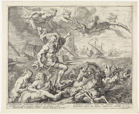 The trip from Barcelona to Genoa; entry of Ferdinand in Antwerp in 1635 (no. 7), Theodoor van Thulden, 1642 Canvas Print