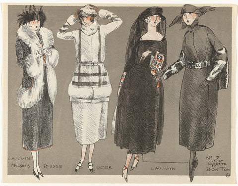 Gazette du Bon Ton, 1920 - No. 7, Croquis Pl XXXIII: Lanvin / Beer / Lanvin, Fernand Siméon, 1920 Canvas Print