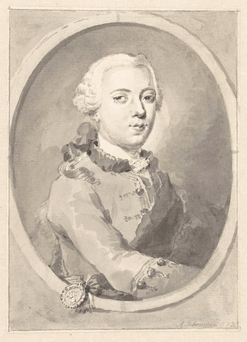 Portret van Willem V, Prins van Oranje-Nassau, naar rechts, in ovaal, Aert Schouman, 1773 Canvas Print