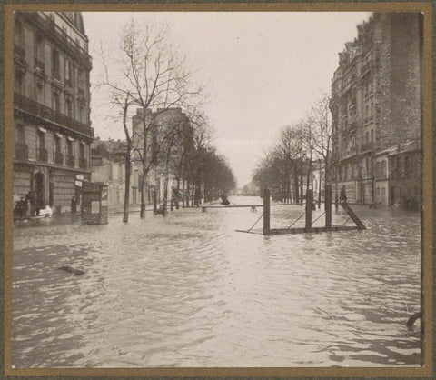 Flooded street with gangways in Paris, G. Dangereux, 1910 Canvas Print