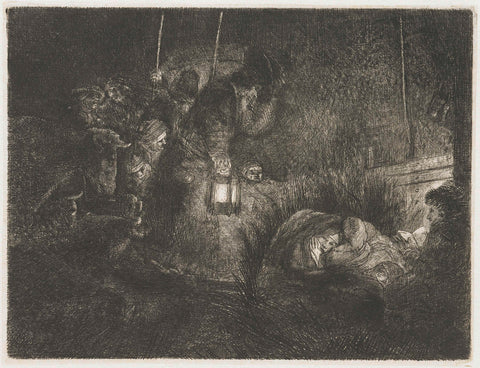 The adoration of the shepherds: a night piece, Rembrandt van Rijn, c. 1657 Canvas Print