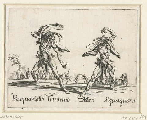 Two street artists like Pasquariello Truonno and Meo Squaquara, Jacques Callot, 1621 - 1622 Canvas Print