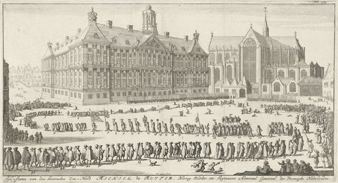 Funeral procession of Michiel de Ruyter, 1677, Jan Luyken, 1683 Canvas Print