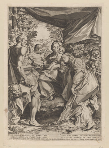 Maria met Kind en de heilige Hieronymus en Maria Magdalena, Francesco Villamena, 1586 Canvas Print