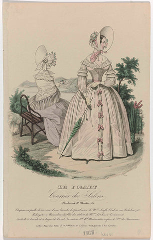 Le Follet Courrier des Salons, 1838, No. 621: Chapeau en paille de riz (...), anonymous, 1838 Canvas Print